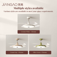 Ventilateur de plafond lumineux JianGao, design minimaliste et luxueux, 3 couleurs changeantes, LED dimmable, ventilateur rétractable, lustre, éclairage intérieur pour la maison