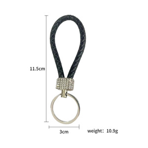Bán buôn Rhinestone tinh thể da dây kim cương nạm cổ tay xe Keychain DIY PU da dệt Dây Móc Chìa Khóa Phụ Kiện - Product Image 2