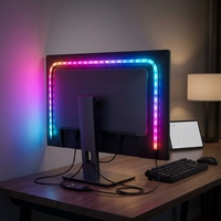 Bande lumineuse LED USB pour écran d'ordinateur, synchronisation PC, rétroéclairage, RGBIC, contrôle par logiciel, barre lumineuse intelligente en silicone