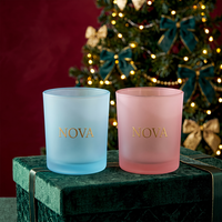 Gelas Lilin Kosong Mewah Warna-warni 8oz 10oz 14oz untuk Natal/Pernikahan, Stoples Lilin Unik Nordik dengan Tutup