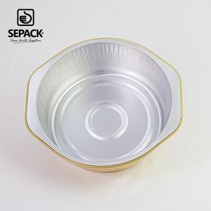 Conteneur <span class=keywords><strong>jetable</strong></span> en aluminium doré 1430 ml 209x197 mm grand format pour repas en famille et plats à emporter en vrac - Product Image 3