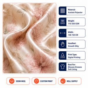 Tissu tissé en polyester acétate soyeux, imprimé sur mesure, doublure satinée brillante de qualité supérieure pour <span class=keywords><strong>costume</strong></span> en soie - Product Image 2
