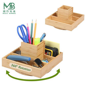 Organisateur <span class=keywords><strong>de</strong></span> <span class=keywords><strong>bureau</strong></span> rectangulaire en bambou rotatif à 360 degrés, 5 compartiments, logo personnalisé, design durable pour la maison et le <span class=keywords><strong>bureau</strong></span> - Product Image 2