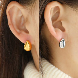 Teardrop <b>Stud</b> Earrings <b>Titanium</b> Steel Silver Gold Color Fashion Jewelry For Women - Product Image 4