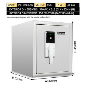 फिंगरप्रिंट सुरक्षित लॉकर सुरक्षा घर अग्निरोधक सुरक्षित अग्निरोधक स्टील पैसे सुरक्षित बॉयोमीट्रिक फिंगरप्रिंट सुरक्षित-3091WSLB - Product Image 2