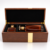 Boîte à vin en bois personnalisable de luxe, faite à la main, avec finition mate et estampage doré pour le cognac, le whisky