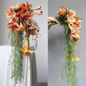 Восточный Водопад Букет Белая орхидея Калла Лилия, искусственный фаленопсис для свадьбы, готовый запас - Product Image 3