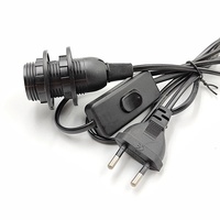 Lampe de table avec interrupteur filaire standard européen 303, support de lampe avec douille E14, matériau PVC, style à vis