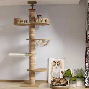 Tiragraffi per gatti di alta qualità Arbre A Chat struttura per arrampicata torre palo di cartone per animali domestici in legno per interni portatile xxl di lusso