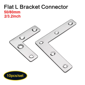 Flat Corner Brace, L Type Shelf <b>Bracket</b> 50/80mm, Heavy Duty Stainless Steel Shelf Supports - Product Image 1