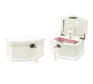 Boîte à bijoux en bois personnalisée pour enfants, princesse, MDF blanc rose, ballerine, fille, musicale, personnalisée - Product Image 1