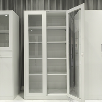 Armoire de classement en métal avec porte en verre, armoire de rangement de bureau en acier avec serrure pour école, bibliothèque, hôpital, gris