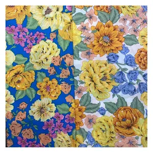 Spot Chiffon Sewing Fabric 100% Cotton Poplin Large Floral Print Woven Fabric For Shirts T Shirts