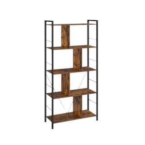 Estantería Yuka de 5 Niveles, 59.1 Pulgadas de Alto, Color Marrón, Estilo Industrial, Librería Vertical con Estantes Abiertos, Unidad de Almacenamiento Resistente - Product Image 5