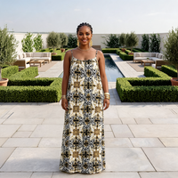 Robe moulante décontractée et élégante en polyester, imprimé ethnique africain, anti-plis, dentelle, tenue traditionnelle pour le printemps, l'automne et l'été