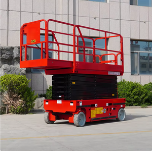 Plataforma Aérea Hidráulica Tipo Tijera Eléctrica con Capacidad de 300 kg y Altura de 10 m, Color Rojo - Product Image 4