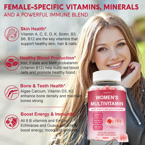 LDJ Produttore OEM di Caramelle Gommose Multivitaminiche per Donne con Vitamine A, C, D3, Complesso B, Calcio, Ferro, Zinco e Inositolo per la Salute Ormonale e Immunitaria - Product Image 4