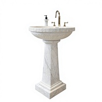 Lavabo sur piétement en marbre sculpté à la main, style classique, évier moderne, usage commercial pour hôtels, écologique, capacité 12L, drain chromé, CUPC