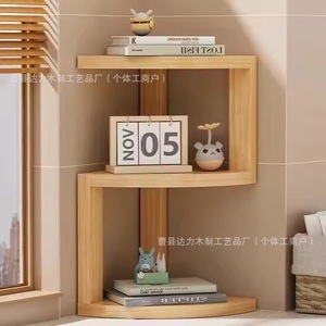Wooden Corner <b>Shelf</b> 20x46cm 2 Tier Standing Type For Home Office <b>Bedroom</b> Storage Rack - Product Image 4