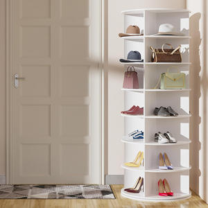 家庭用360回転床靴ラック回転マルチレイヤー付きラウンド靴棚PVC靴キャビネット - Product Image 5