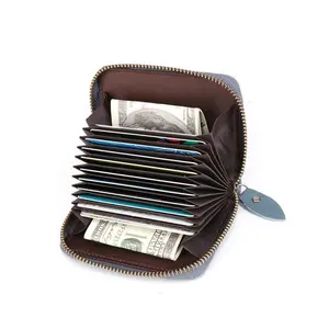 Excellent Quality Popular 12 Card Slots Genuine Cow Leather Money Holder Card Wallet Women Men For Business Christmas