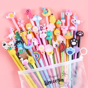 Hot sale Cute Gel pen Back To School Stationery boys and girls 20pcs Kawaii file pocket packing Cartoon Gel Pen Set