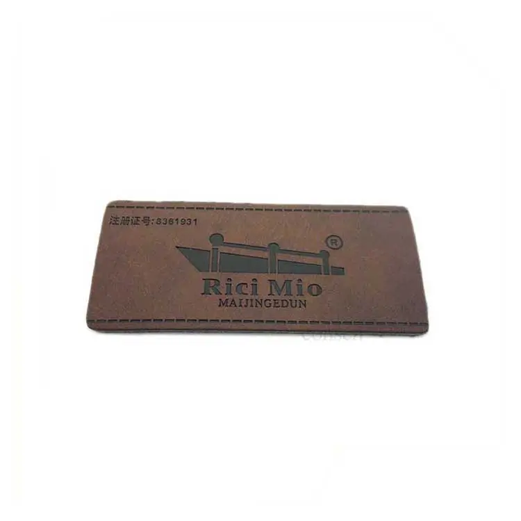 Cheap price custom logo branding pu leather garment tag for shirt