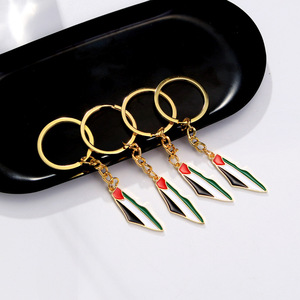 QY Zinc Alloy Enamel Metal Crafts Palestine Keychain Custom Logo Design Map Fist Shape <b>Keyring</b> - Product Image 3