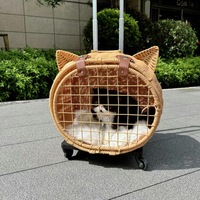 Valise de transport pour chat en plastique, portable, avec roulettes, boîte de voyage pour animaux, lit pour chat, cage de voyage pour voiture, cage à chat créative à poignée, 5 kg