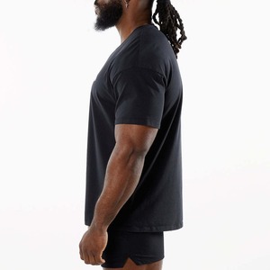 T-shirt à col rond pour hommes, sport et fitness, manches courtes, tendance, décontracté, grande taille, noir et blanc - Product Image 3