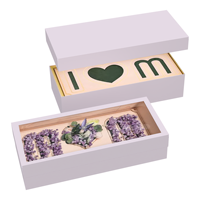 Boîte à fleurs en rose pliante avec mots personnalisés pour fête des mères Boîte rectangulaire I Love You Mom Floral Gite pour maman Boîte d'emballage de fleurs