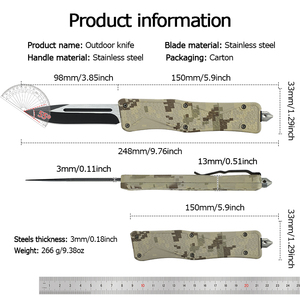 Folding Knife Stainless Steel Drop Point Blade Nylon Handle Tactical Outdoor Knife with Thumb Knob Opening - Product Image 5