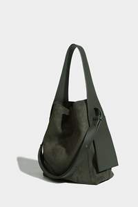 <b>Suede</b> patchwork <b>bucket</b> <b>bag</b>, ladies' large capacity shoulder <b>bag</b>, leather shoulder strap fashion women's <b>bag</b> - Product Image 4