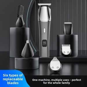 Cortadora de <span class=keywords><strong>Pelo</strong></span> <span class=keywords><strong>El</strong></span>éctrica Compacta con 5 Cuchillas Reemplazables, Pantalla LED, Resistente al Agua, Recargable Tipo-C, Larga Duración - Product Image 5