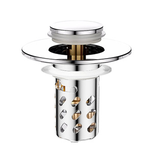 Washbasin Drain Plug Spring Loaded Brass Core Push Button Anti Odor Sink Accessory Minimalist Design Polished Surface - Product Image 3