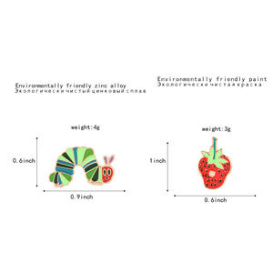 草莓毛毛虫珐琅别针卡通植物动物徽章胸针翻领别针牛仔裤衬衫包搞笑可爱饰品礼品批发 - Product Image 6