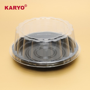 KARYO 201H <span class=keywords><strong>7</strong></span> Polegada Bolo Recipiente Transparente Tampa Cheesecake Sobremesa Caixa De Embalagem Bolos De Plástico Descartáveis Embalagem Bandeja Preta - Product Image 4