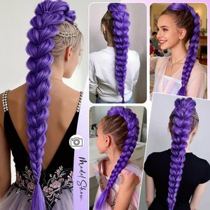 Extensions de cheveux synthétiques pré-étirées de 26 pouces, fibres haute température, tresses Yaki pour femmes - Product Image 4