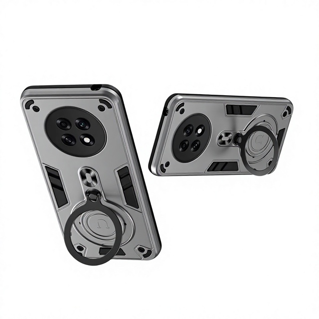 OPPO & Realme Compatible Multi-Functional 2-in-1 Silicone Gel Phone Case with Plain Design Ring Holder & Shockproof Protection
