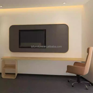 Juegos de Muebles para Dormitorio de Hotel, Cama de Madera con Cabecera, Mesitas de Noche, Silla de Escritorio, Armario y Mueble para TV Integrado para Hoteles de 3 Estrellas - Product Image 3