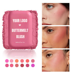 Paleta de rubor en polvo prensado Rosa maquillaje facial vegano sin talco logotipo personalizado paleta de rubor de etiqueta privada de alta pigmentación - Product Image 3