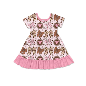 Vestido de Verano para Niña GSD3382, Diseño Personalizado, Estampado a Cuadros Rosa, Manga con Volantes, Venta al por Mayor - Product Image 4