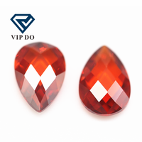 3*5mm-10*14Mm Buah Pir Merah Oranye/Oranye Papan Pemeriksa Ganda Potong Kubik Zirkonia Batu Permata Longgar Kisi Sintetis Potong Bentuk Pir Batu CZ