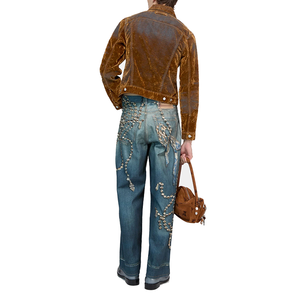 Veste en jean délavée et usée pour <span class=keywords><strong>homme</strong></span>, style vintage, automne-<span class=keywords><strong>hiver</strong></span>, coupe ajustée, boutons sur le devant, poches poitrine, tendance, <span class=keywords><strong>manteau</strong></span> masculin - Product Image 3