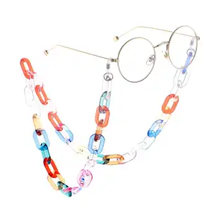 큰 반지 다채로운 혼합 색상 투명 플라스틱 아크릴 안경 독서 안경 선글라스 액세서리 체인 안경