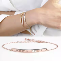 Bracelet personnalisé en acier inoxydable plaqué or pour bébé, garçon ou fille, avec nom gravé