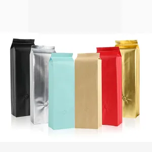 Bolsa de café de aluminio con válvula, refuerzo lateral, venta al por mayor