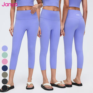 Janya Legging Capri de Sport et Yoga Respirant à Taille Haute Élastique, Sans Couture Avant, Coupe Ample, avec Poche - Product Image 3