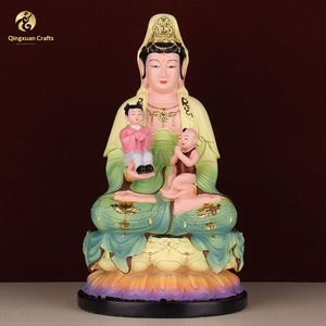 Statue de <span class=keywords><strong>Bouddha</strong></span> Guanyin Bodhisattva sculptée à la main sur un siège de lotus pour la paix et la sécurité des enfants, ornement de la montagne Putuo et des mers du Sud - Product Image 2