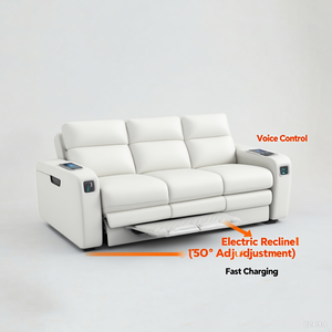 Juego de Sofás Funcionales Inteligentes para Cine en Casa, Color Blanco Puro, Estructura de Madera, para Sala de Estar, Uso en Hoteles, Sillón <span class=keywords><strong>El</strong></span>éctrico VIP para Cine - Product Image 6